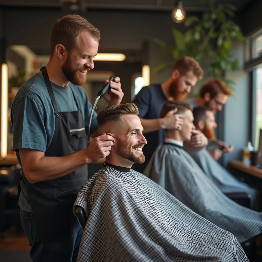 Clientes diversos na barbearia